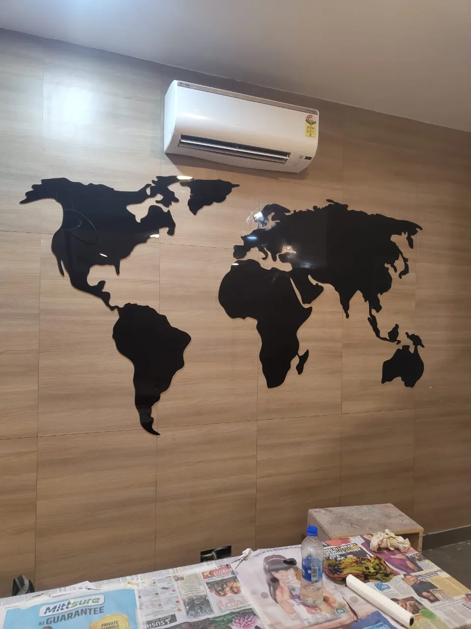 Acrylic World map on wall Branding