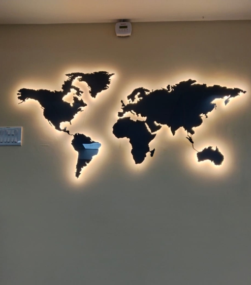 world map with light